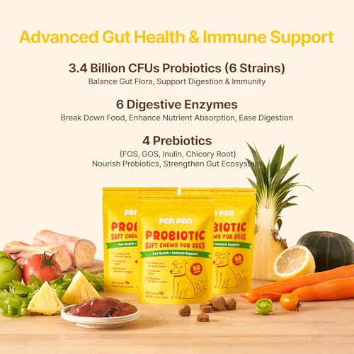 PENPEN Probiotics for Dogs, Dogs Probiotics for Digestive Health, Multi-Probiotic and Enzyme Blend Promote Gut Health & Immune Support, Eases Sensitive Stomachs (Beef Chews, 50ct) — view 5