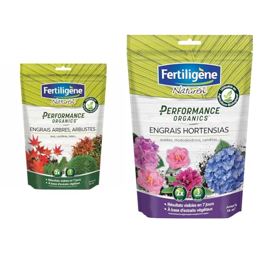 FERTILIGENE NATUREN POEARB7 - Engrais Granulés Performance Organics Arbres, Arbustes, Buis & NATUREN POEHOR7 - Engrais Granulés Performance Organics Hortensias, Rhododendrons, Camélias UAB 700g