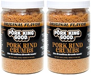 Pork King Good - Pork Rind Breadcrumbs - 2 Pack! Keto Friendly, Paleo, Gluten-Free, Sugar Free, Zero Carb Panko Substitute (Two 12 Oz Jars) (Original, 2 Pack)