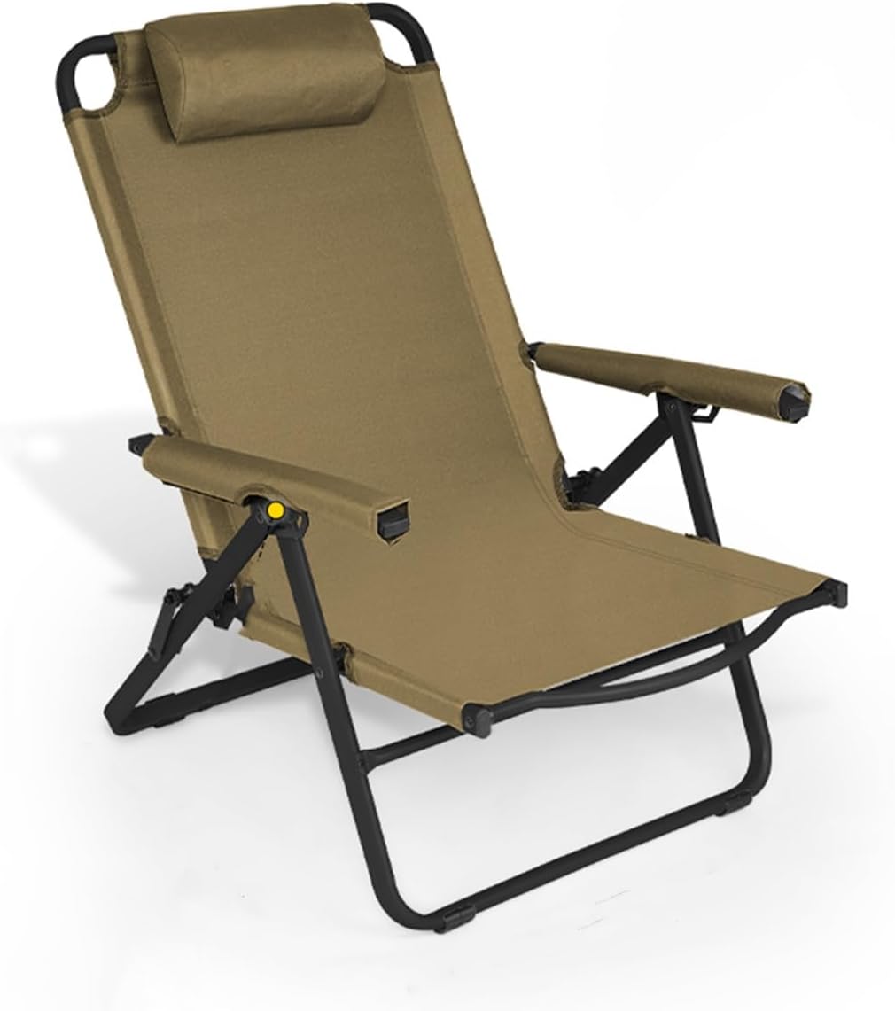 Patio Folding Chairs, Lightweight Folding Chair, Portable Patio Chair with Steel Frame and Weather-Resistant Fabric, Foldable Outdoor Sling Chairs Camping Beach Chair (Color : /Brown)