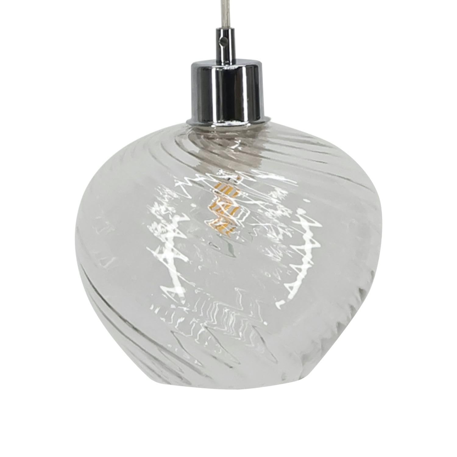 Firstchoicelighting Clear Glass Easy Fit Ceiling Lightshade Or Pendant Shade, Swirl Glass, Height 19Cm Diameter 16Cm