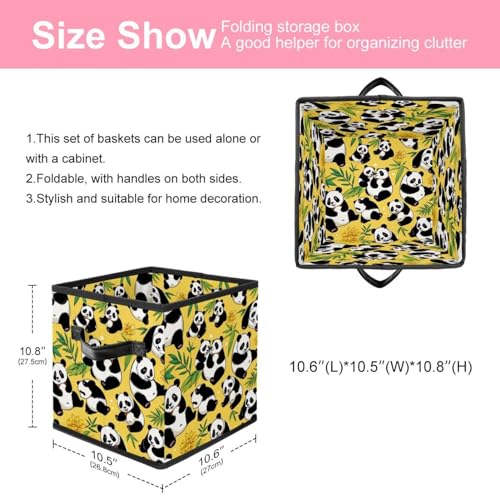 Grand cube de rangement pliable anti-désordre panier panda jaune - 3