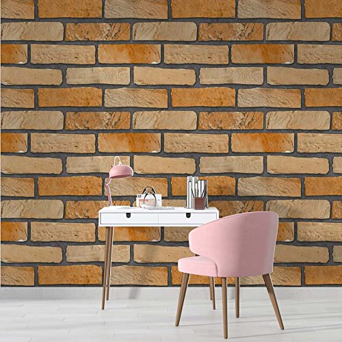 Image of DWELLSINDIA Bricks Self Adhesive Wallpaper, Waterproof, Scratch Resistant, Laminated (41cm x 244cm, Multicolour)