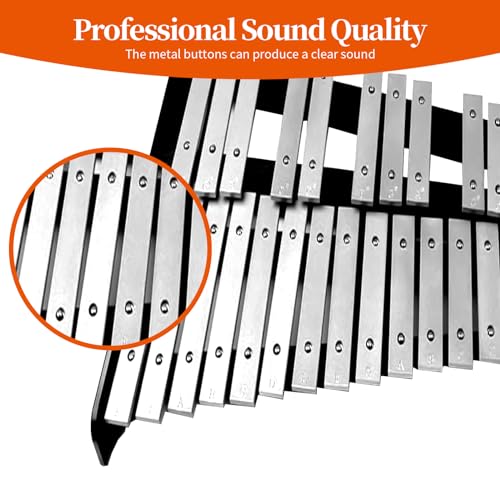 Image of 32 Note Glockenspiel Xylophone Bell Kit, Percussion Instruments for Music Teaching with Adjustable Stand, Mallets and Carrying Bag, Professional Xylophone Bell for Adults & Students(black)