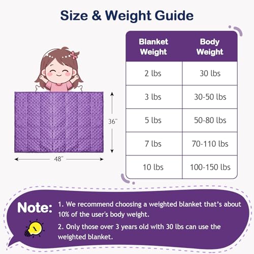 Image of Kivik Weighted Blanket 5 Pounds, Cooling Soft Minky Dotted Heavy Blankets Throw for Better Relaxing & Sleeping, Machine Washable, 36 x 48 Inches, Purple