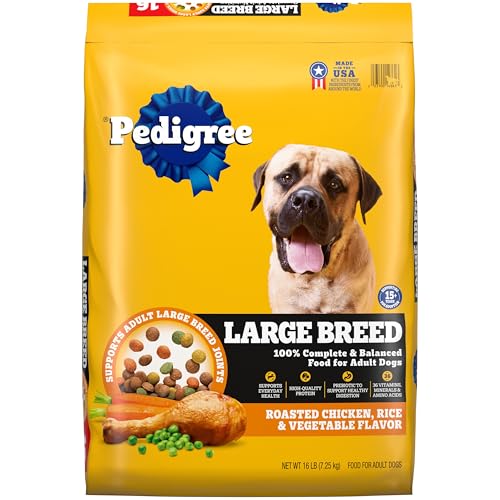 Pedigree Large Breed Dry Dog Food for Large Dogs, Roasted Chicken, Rice and Vegetable Flavor, 16 lb....