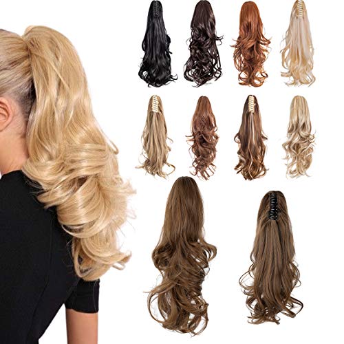 Mitrygreen Ponytail Extension 16" 18"Claw Curly Wavy Straight Clip in Hairpiece One Piece Long Pony Tails for Women