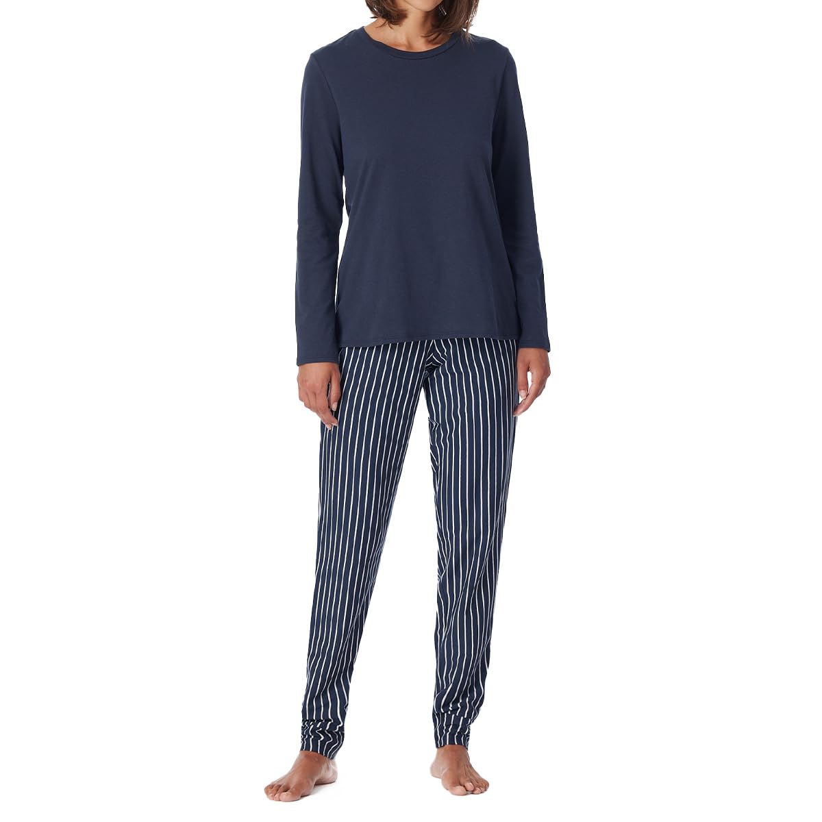 Uncover by Schiesser Damen Damen Schlafanzug Set Shirt Langarm mit Langer Schlafhose - Nachtwäsche Pyjamaset (1er Pack)