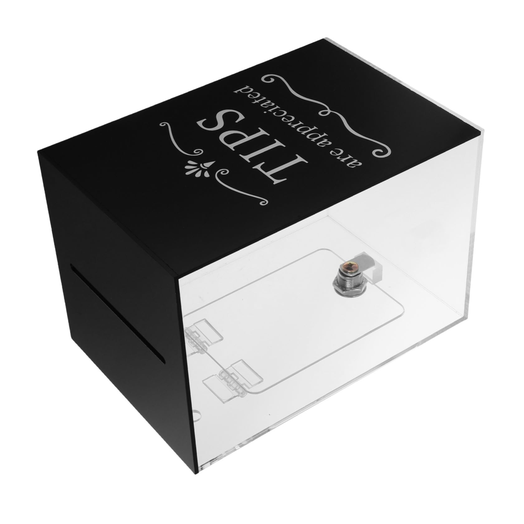 TEHAUX Caja de Propinas Contenedor Moderno de Acrílico Negro con Cerradura Segura que Previene Accesos No Autorizados para Restaurantes y Otros Lugares