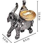African Design Silver African Elephant and Tribal Lady Figurines with Tribal Totem, Animal and Women Decor Art Sculptures, Holder Statues for Home and Table Decor 911-Black - Image 2