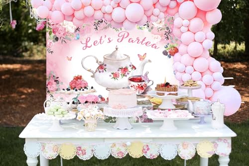 Let's Partea Fondo Rosa Floral 7x5FT para Fotografía miniatura 4