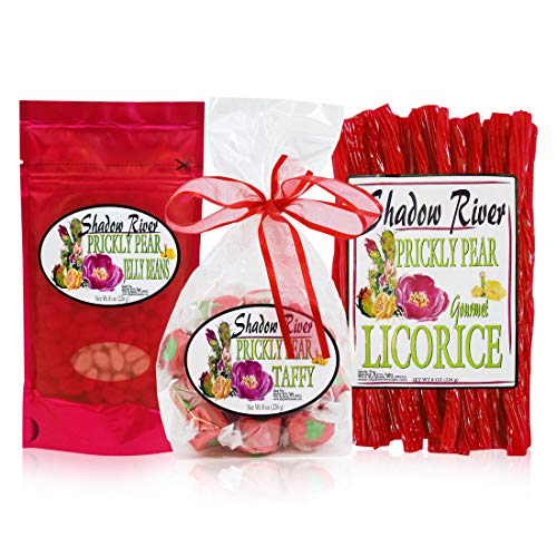 Shadow River Gourmet Prickly Pear Cactus Candy Sampler Set with Licorice, Taffy, and Jelly Beans