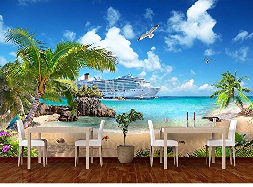 Papier peint salon panoramique mer et plage pour décoration murale