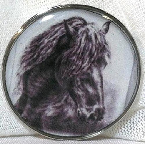 wild jewelry Fine Art Horse Snap Friesian Head Shot 18-20MM Great Horse Item! Some with Bubbles!