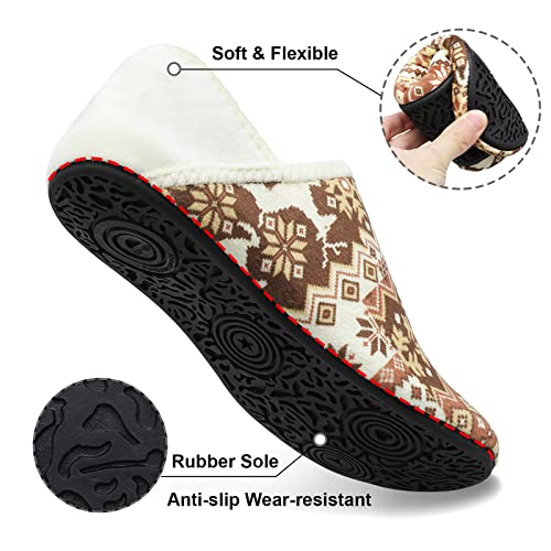 Image of Fires Womens Mens Slippers with Rubber Sole Soft-Lightweight House Slipper Socks Around House Shoes Non Slip Indoor /Outdoor