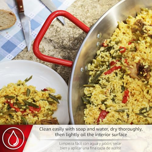 Magefesa 9\" Carbon Steel Paella Pan – 23 cm - 1 Serving, Durable & Lightweight with Dimpled Surface, Ideal for Outdoor Cooking & Traditional Valencian Paella - Thumbnail 4