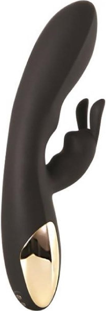 Adam & Eve Rechargeable Midnight Rabbit Vibrator with Gold-Plated Handle | Waterproof and Submersible Vibrator for Women | 9.5 Inches Total Length