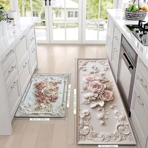Image of Proxin Anti Fatigue Kitchen Rug Sets 2 Piece Non Slip Kitchen Mats for Floor Cushioned Kitchen Rugs & Mats Waterproof Comfort Standing Mat Runner for Kitchen,Home Office,Sink,Laundry (Multi 2)