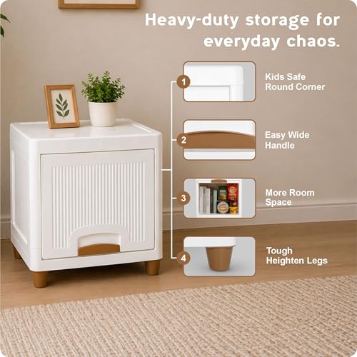Image of TEKCOOL Chest of Drawers : Versatile Drawer Storage Organizer & Organisers Storage Box for Ideal for Neat and Tidy Storage Solutions Plastic Drawers Storage (White, 1XL);