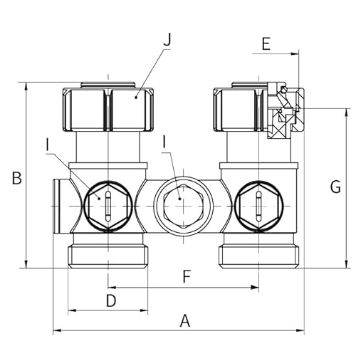 Simplex Einrohr-Hahnblock G 3⁄4 M x G 3⁄4 F Durchgang Doppelkugelhahn Heizkörper Anschluß Heizung - F10005