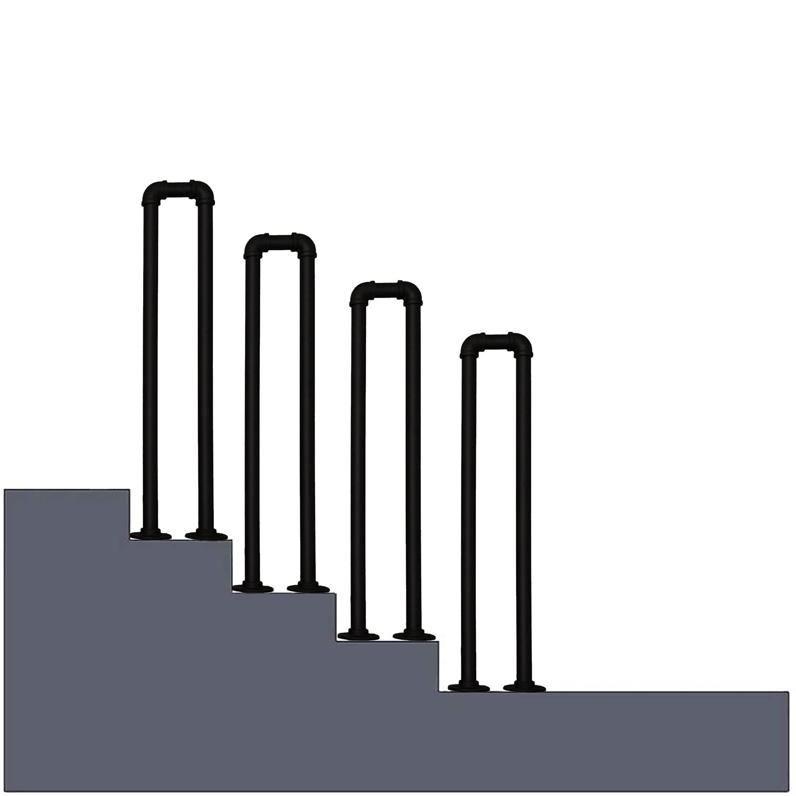 KHLMSRXJ Vintage Outdoor Steps Stair Handrail, Transitional Handrail for Indoor Stairs - Stair Railing for Outside Stairs Black Hand Rails for Condo Loft Villa Corridor Garden/45Cm(1.5Ft)