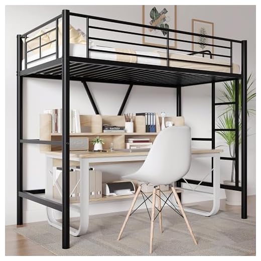 21+ Creative DIY Loft Bed Ideas for Adults 2 VECELO Twin Size Loft Bed with Full-Length Guardrails and Removable Ladder, Heavy-Duty Metal Frame, Space-Saving Design & Noise-Free, Black