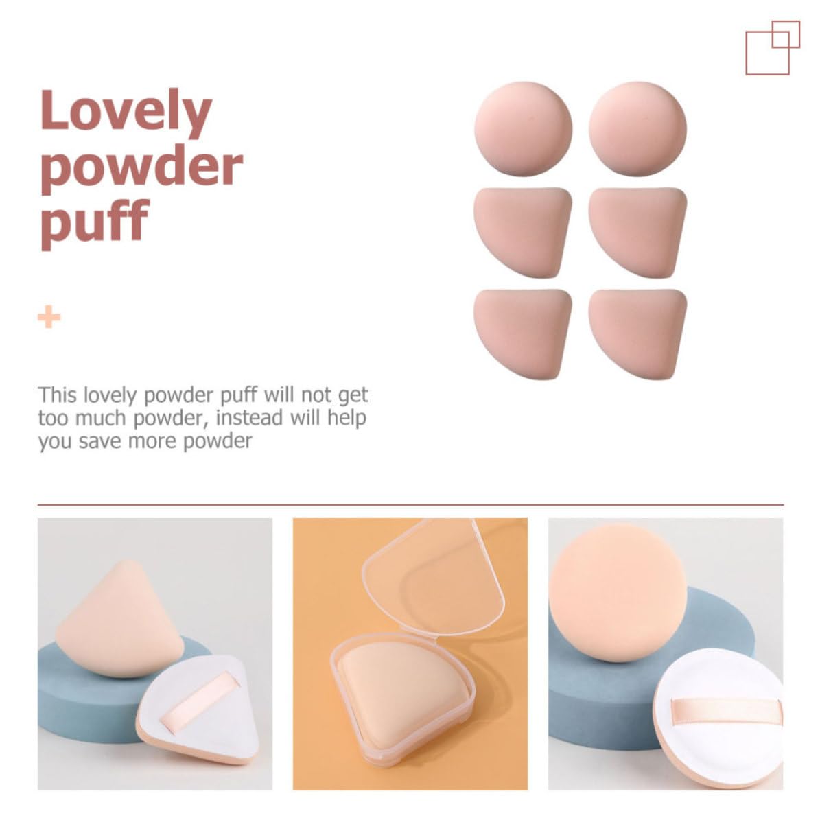 Pva Makeup Powder Puff Dual Use 6pcs Fan Shaped Wet Dry Pink image 4