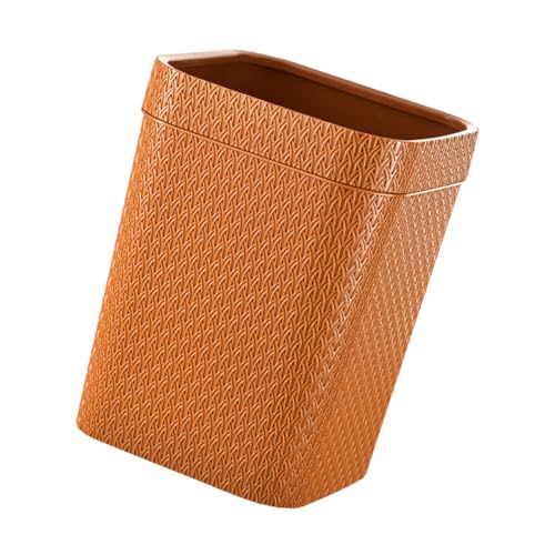 WEKADRIN Cubo de Basura sin Tapa de Plástico para Oficina y Hogar Contenedor de Residuos Práctico y Duradero Cesta de Almacenaje para Papel y Desechos Color Naranja de Ratán