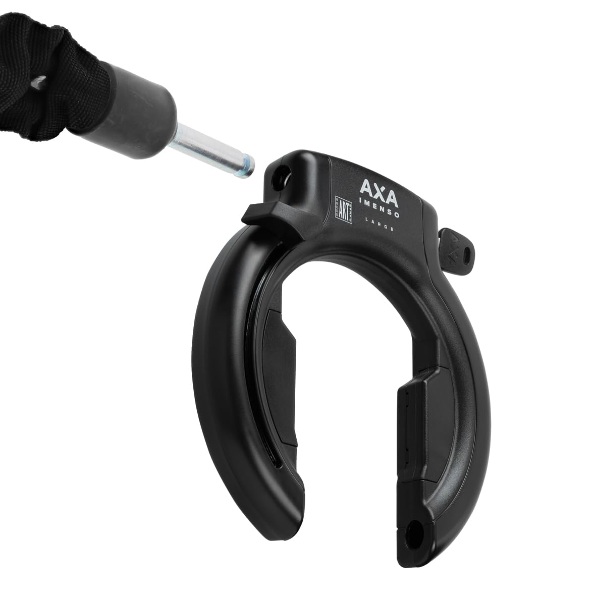AXA Imenso - Grand cadenas de cadre de vélo - Clé non amovible - Largeur d'ouverture : 75 mm - Niveau de sécurité 12 - Combinable avec chaîne d'insertion - Noir