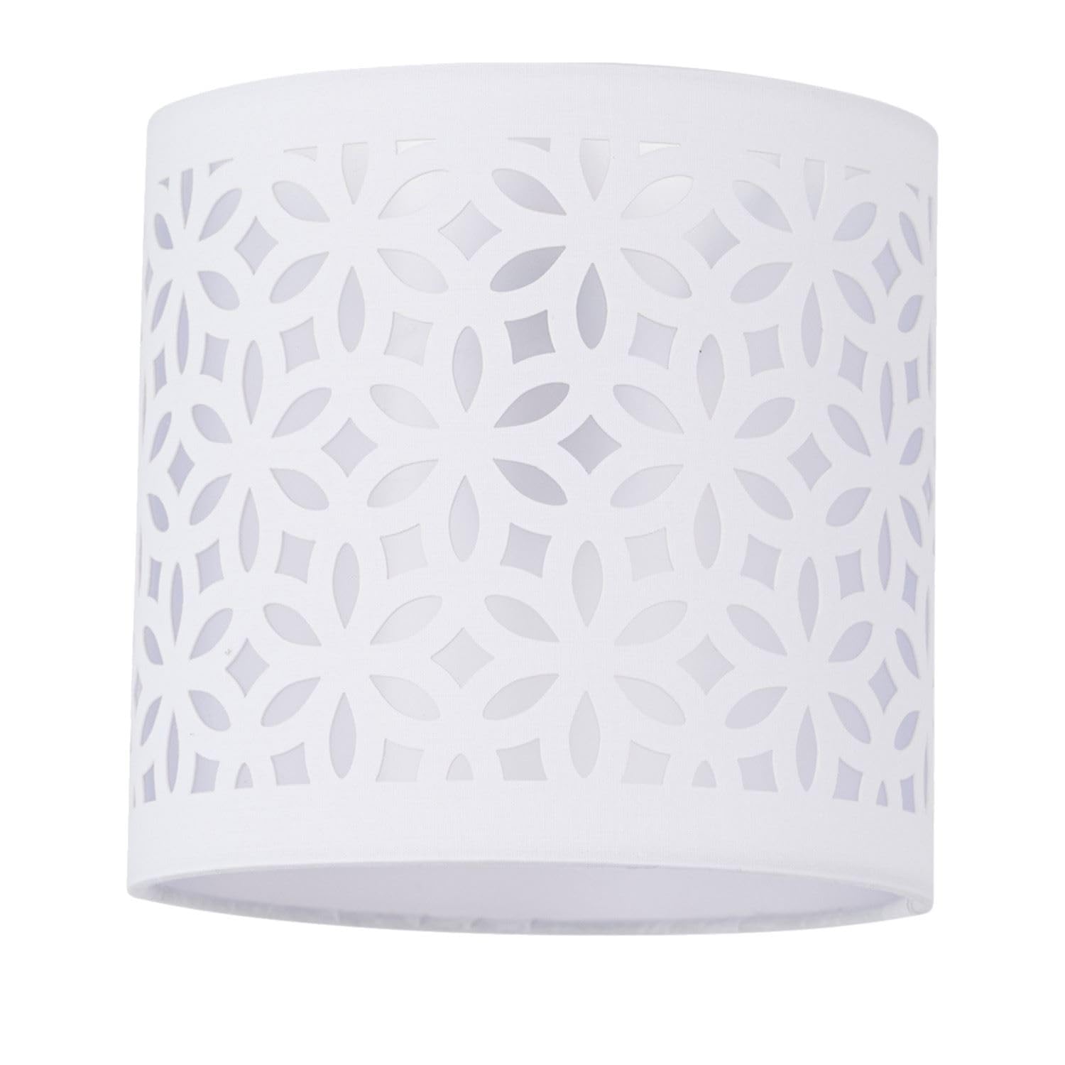 Firstchoicelighting White Table Lamp Shade, Lampshade For Table Lamp Or Bedside Light, Modern Cut Out Design, Diameter 15Cm