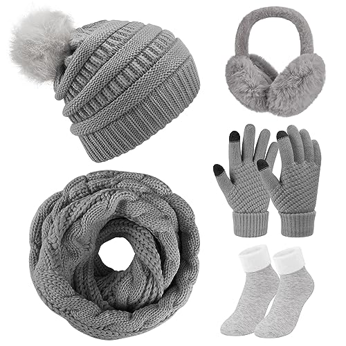 Vijamiy Set de Gorro Bufanda de Punto Invierno con Guantes de Pan...