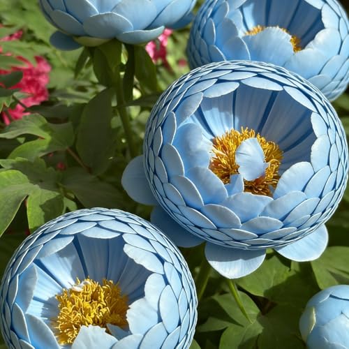 Peonía Asia Azul, híbrido de peonías grande, planta perenne resistente al invierno, plantas de Holanda para jardín y maceta (no semillas, bulbos o artificiales).-1bulbo-A