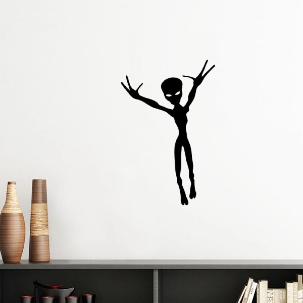 Sticker mural alien orange univers et espace de 50cm pour decoration chambre