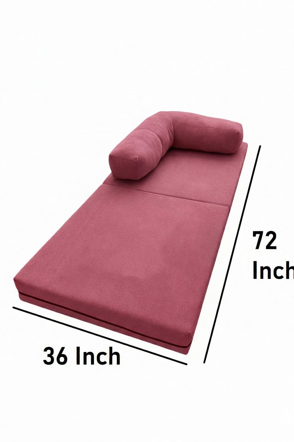 Karmakasa Velvet Sofa Cum Bed | Foldable Floor Chair Sofa with Adjustable Backrest | Single Bed Convertible Sofa | Compact Space-Saving Furniture,Wine Pink 4