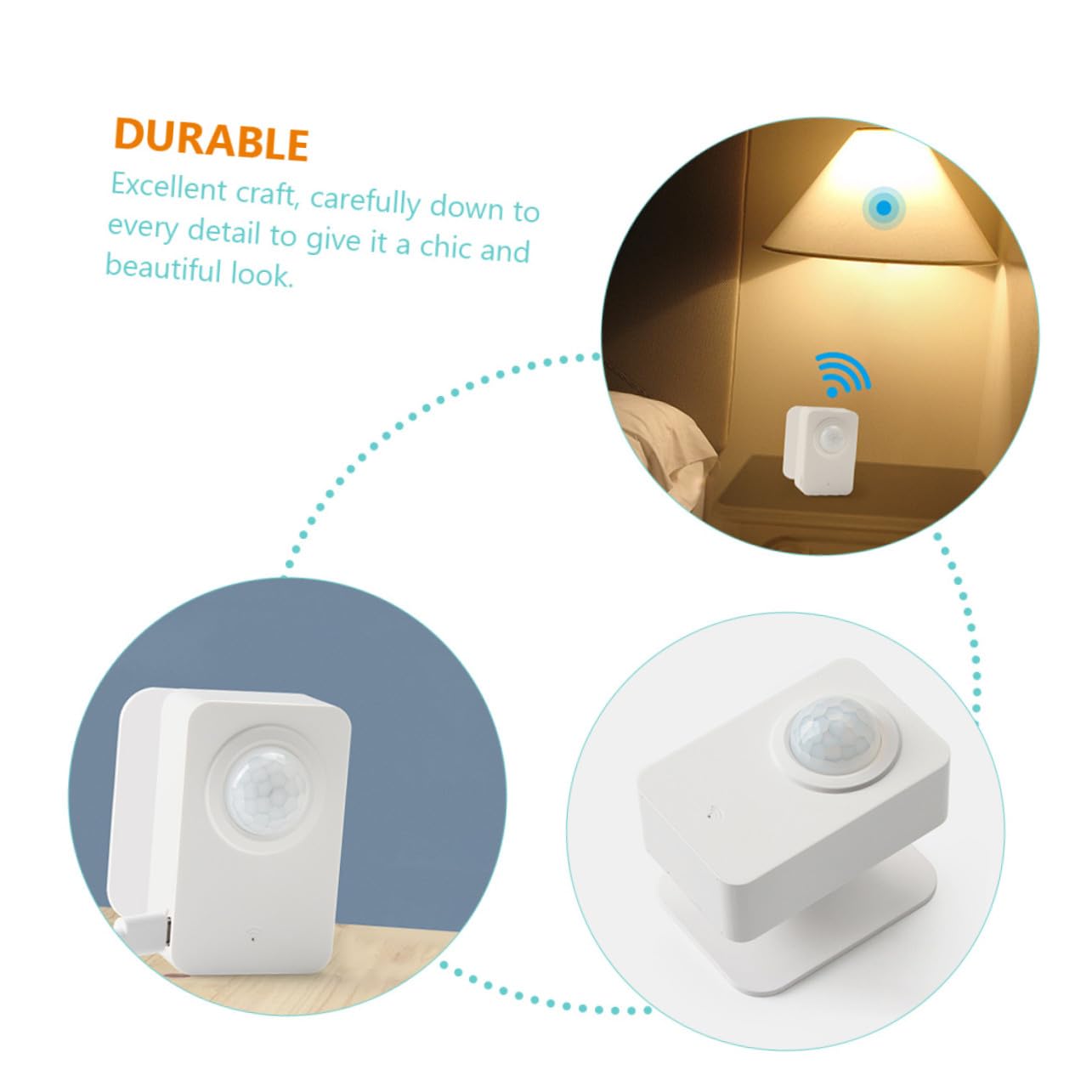 Intelligenter Pir Bewegungsmelder für WLAN, Kabellos, Weiß, Abs | Pir Sensor, Bewegungserkennung, Fernüberwachung, ohne Verdrahtung, zum Aufkleben, für Tür und Küche