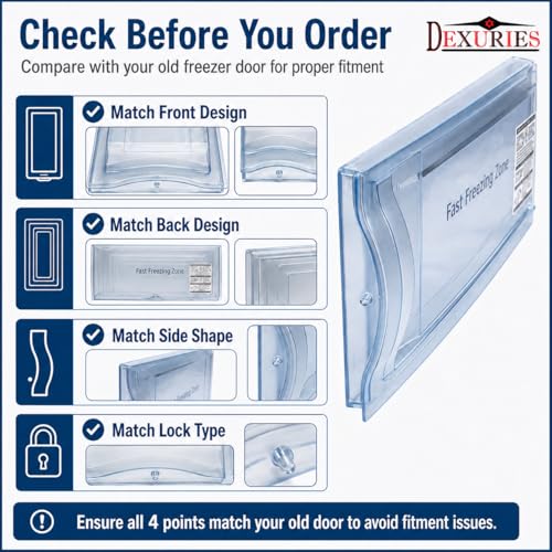 Image of DEXURIES Dual Layer Crystal Clear Freezer Door /Freezer Flap Compatible with LG Direct Cool Refrigerator 190L | Replacement Freezer Compartment Door | Part Code 3580JF1005 | Transparent (Pack of 1)