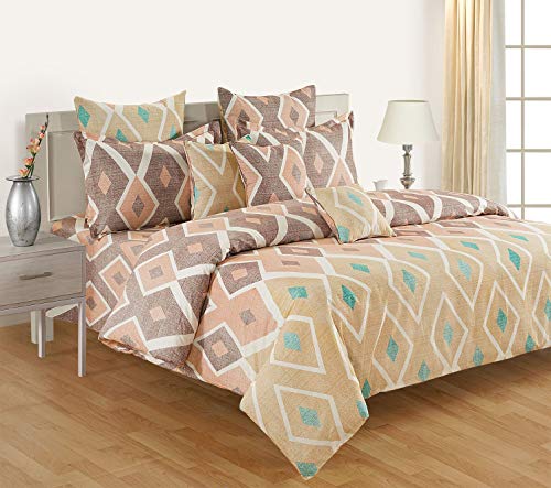 Image of Swayam Pure Cotton Double Bedsheet with 2 Pillow Covers | 160 TC Soft Breathable Bed Sheet | Geometric Printed | Size 90 x 100 inch | Comfortable & Durable for Bedroom - Brown