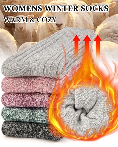 Image of Loritta Wool Socks for Women, Winter Warm Hiking Boot Socks Gifts