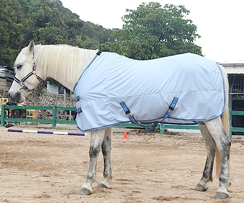 Image of LEAFOREST Horse Mesh Fly Sheets - Lightweight Breathable Standard Neck UV Protection Sheet Blue, 66IN
