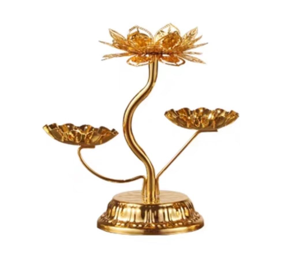Lotus Buddhist Candlestick Buddha Candle Holder Temples Stand Desktop Butter Lamp
