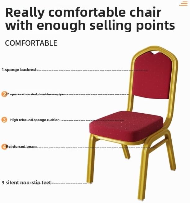 Stackable Banquet Chairs with Comfortable Padding - Ideal for Events, Hotels, and Homes (Thickened Blue Rose Fabric,Aluminum Alloy Tube Wall Thickness 2.2CM)