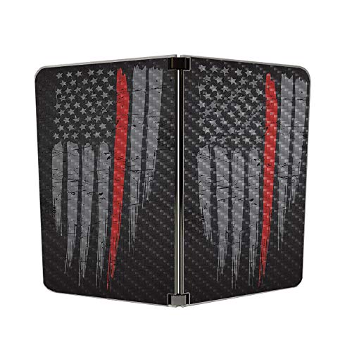 Image of MIGHTY SKINS MightySkins Carbon Fiber Skin for Microsoft Surface Duo - Thin Red Line | Protective, Durable Textured Carbon Fiber Finish | Easy to Apply | Made in The USA