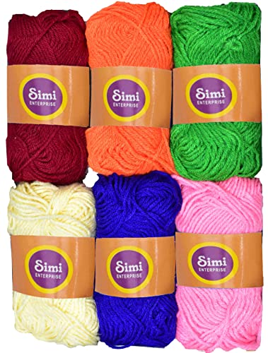Image of 100% Acrylic Wool Mix 6A 6 Pc M.G Ball Wool Ball Hand Knitting Wool /Art Craft Soft Fingering Crochet Hook Yarn-KC Art-IHG