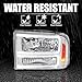 SPEC-D TUNING Chrome Headlights with LED Bar Compatible with 1999-2004 Ford F-250, F-350, F-450 SuperDuty, 2000-2004 Excursion, Left + Right Head Lights Assembly