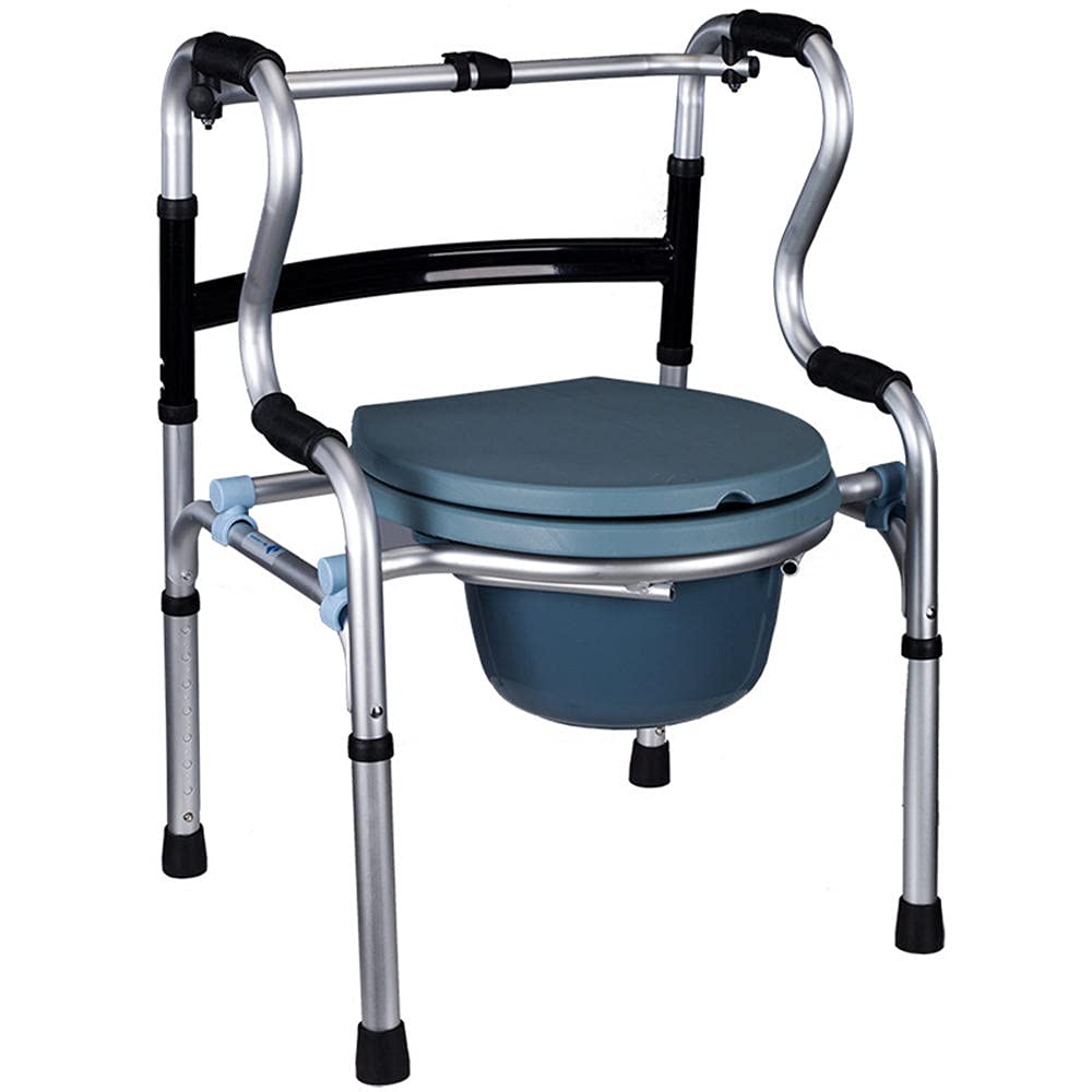Sedia Comoda a Doppio Uso, Sedia Comoda Portatile, Sedia da Bagno con Ruote e Seduta, ausili per la deambulazione Antiscivolo a Doppio Uso
