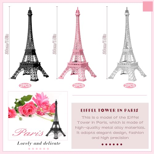 6 Pzs Estatua Torre Eiffel Metal 15 Pulgadas con Luces miniatura 3