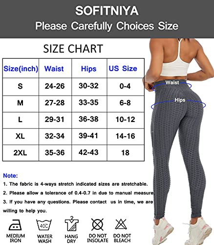 Sofitniya Womens Tiktok Butt Lifting Workout Leggings With Pockets High Waisted Tummy Control Booty Yoga Pants Dark Grey #TOP3