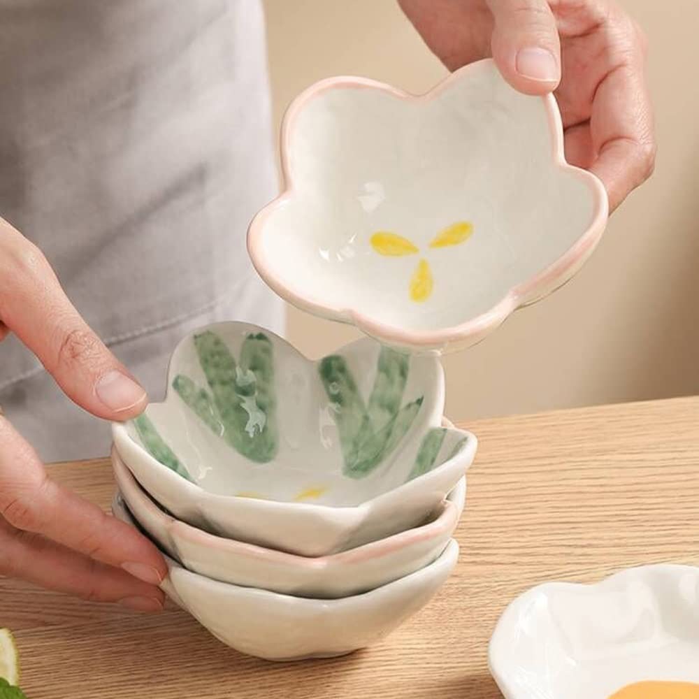 HEXEH Plato de Ensalada Cerámica Creativa Forma de Flor Verde Plato de plástico