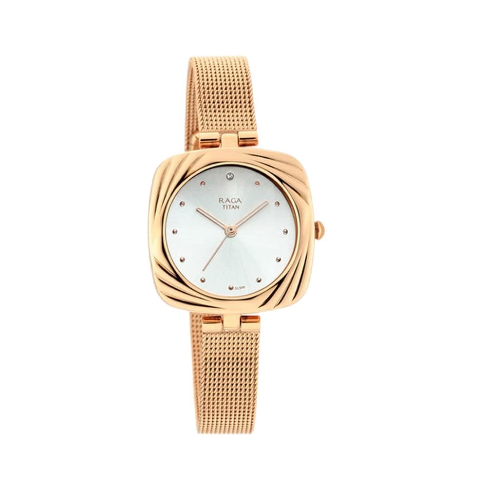 TitanMetal Silver White Dial Analog Watch For Women -Nr95139Km01, Band_Gray