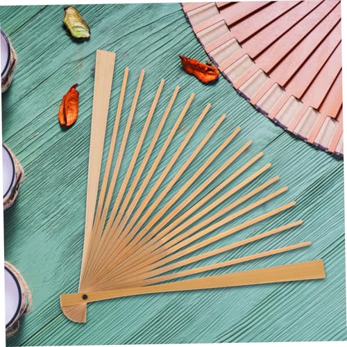 Miniatura 8 de Lifkome Marco De Ventilador Plegable 7 Pulgadas 18 Varillas De Bambú Para Diy, Material Portátil Clásico Para Manualidades, Decoración Y Obsequio Artesanal